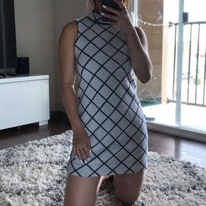 Grey Mock Neck Sweater Dress